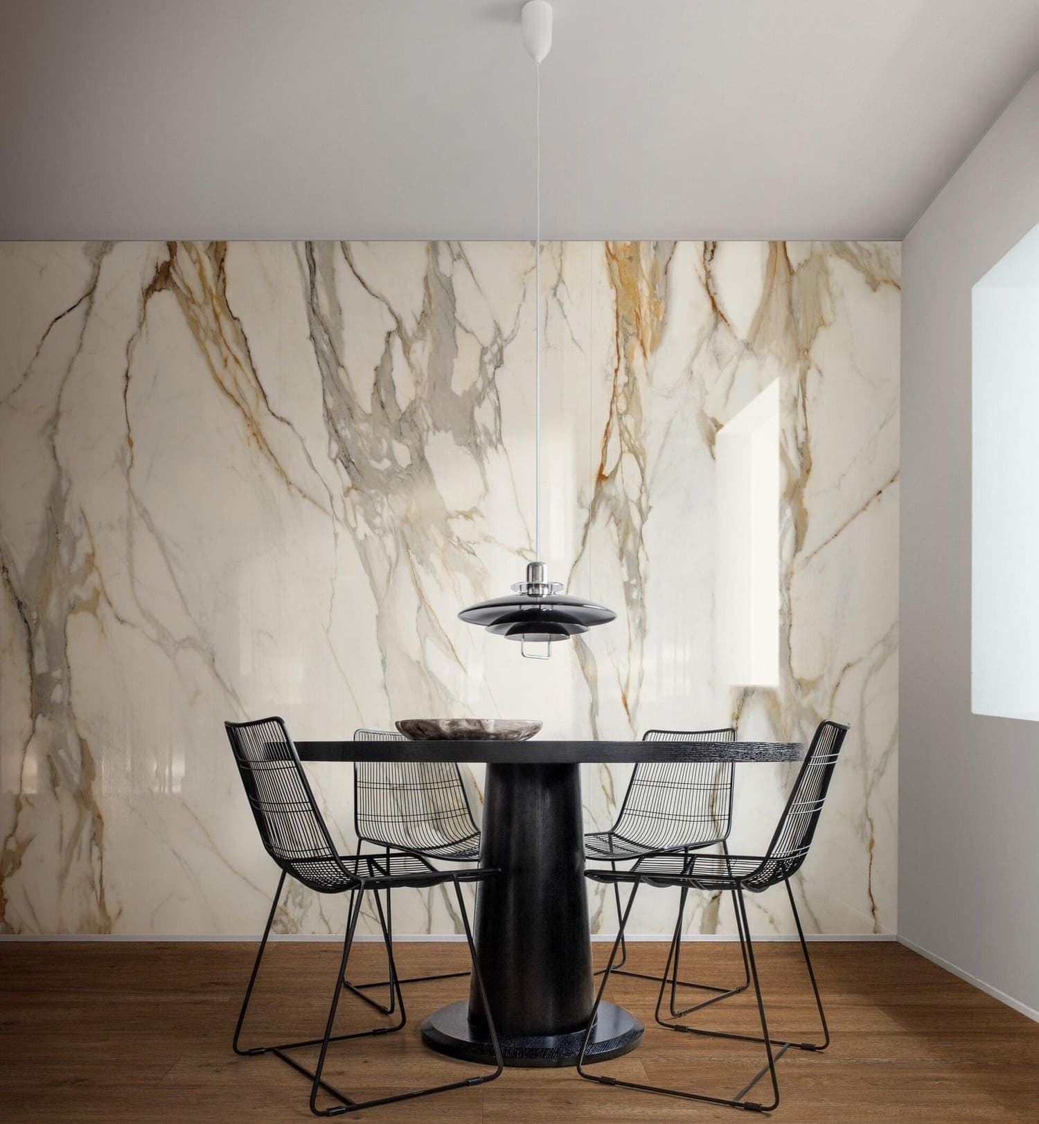 Eternity Gold stone on a dining room feature wall